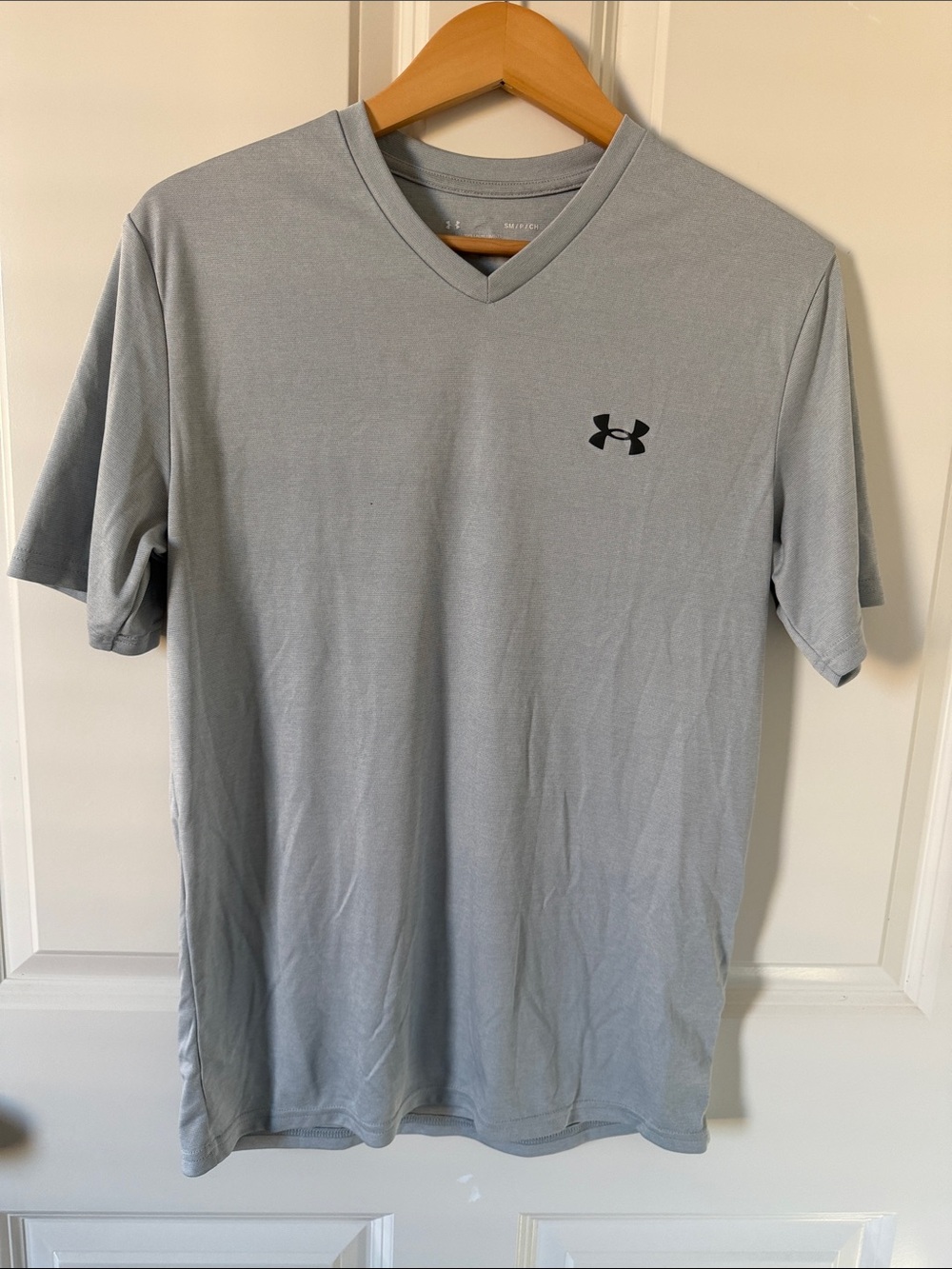 Under Armour Light Gray V‑Neck Performance Short Sleeve Tee